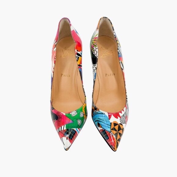 Christian Louboutin Hot Chick 100 Printed Patent Sapeur Pumps Heels Size 37 US 7 - Picture 3 of 14